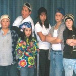 Phil Colasante, Alexa Roy, Giovanni Colasante, Peter Cashman, Dacia Cruz, and Heron Kennedy as The Herdmans in The Best Christmas Pageant Ever.