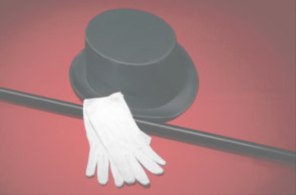 Top hat, cane, and white gloves